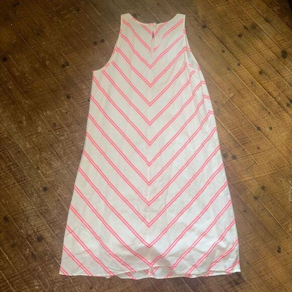 J Crew Factory pink stripe linen blend sleeveless dress - Picture 3 of 3